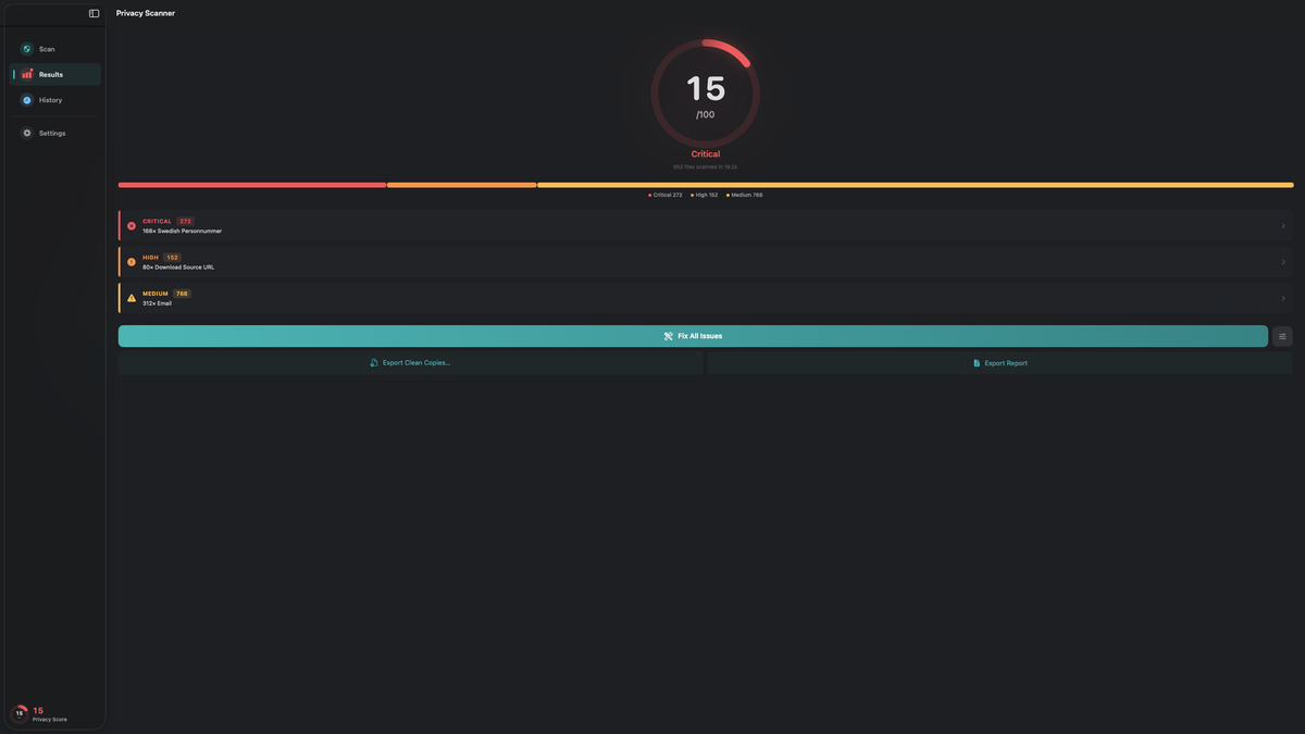 Privac Files Find what's in your files — Privacy Scanner
